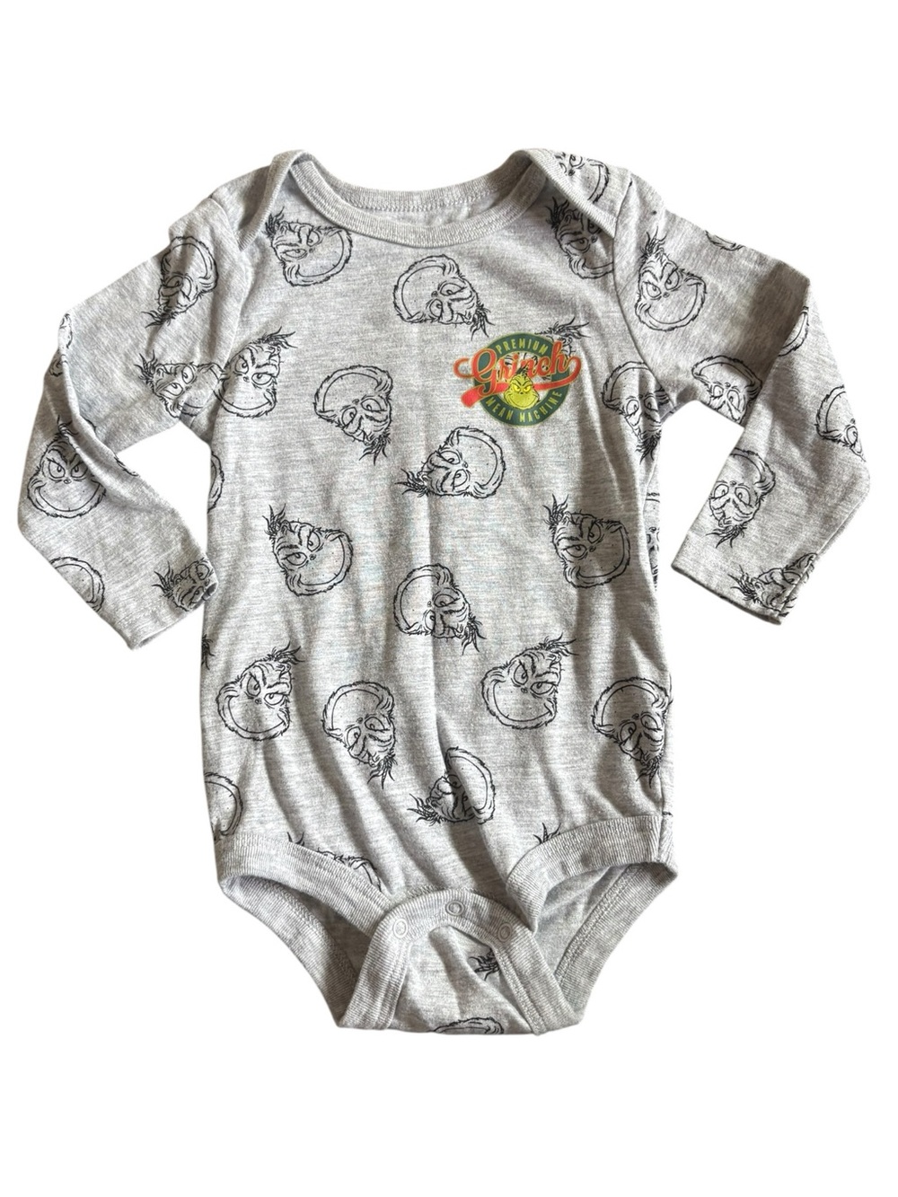 3/$25 Dr. Seuss Grinch Baby Bodysuit 6-12M Christmas Long Sleeve One Piece